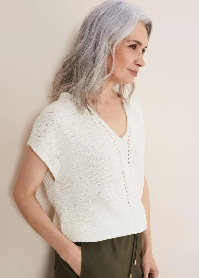 Phase Eight Alana Textured Knit White Women Knitwear