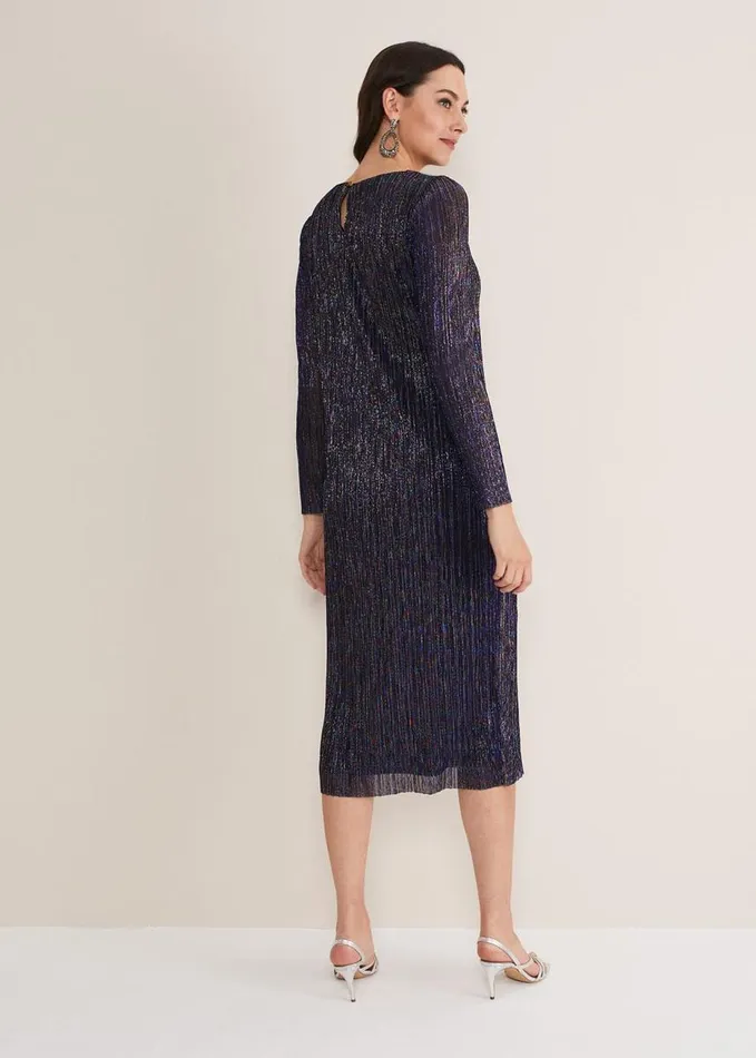 Phase Eight Alix Plisse Dress Purple Women Dresses