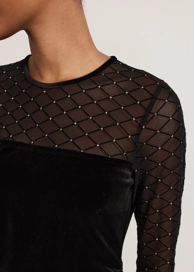 Phase Eight Ambrose Black Velvet Lattice Mini Dress Black Women Dresses
