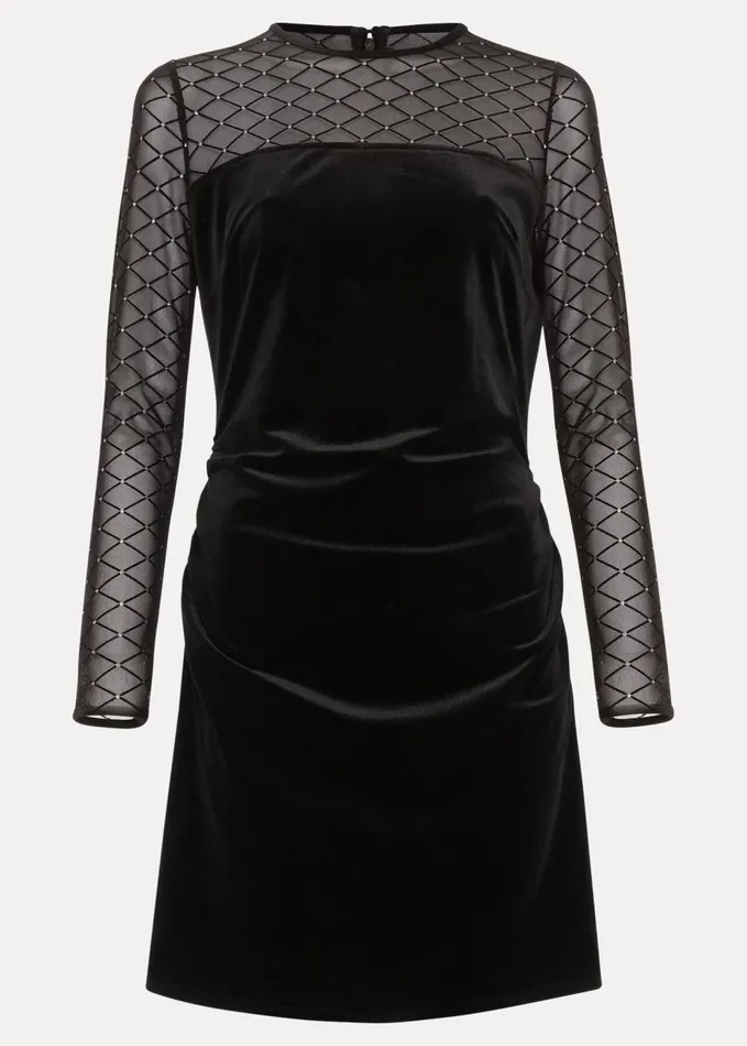 Phase Eight Ambrose Black Velvet Lattice Mini Dress Black Women Dresses