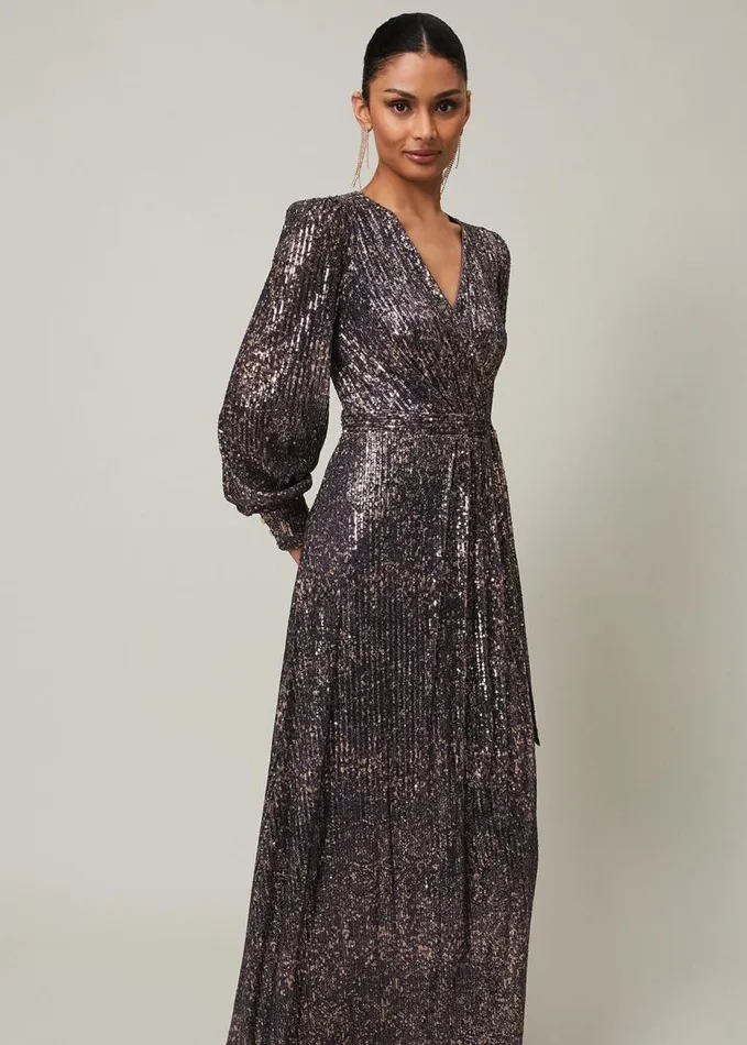 Phase Eight Amily Sequin Maxi Dress Rose Gold Women Dresses