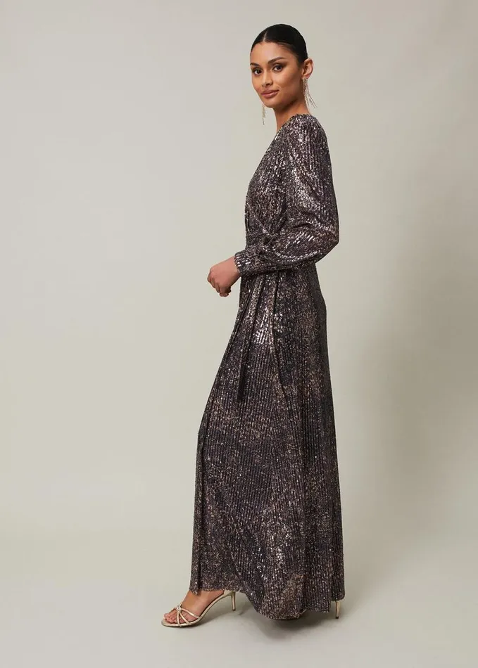 Phase Eight Amily Sequin Maxi Dress Rose Gold Women Dresses