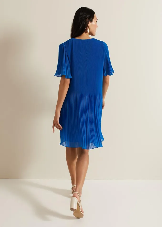 Phase Eight Annabel Pleated Dress Blue Women Dresses