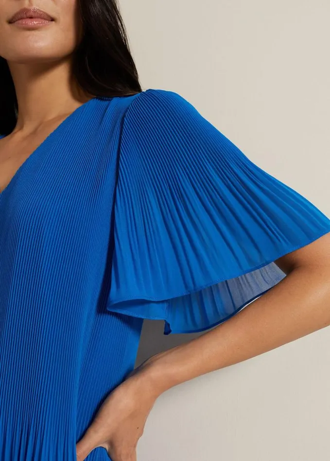 Phase Eight Annabel Pleated Dress Blue Women Dresses