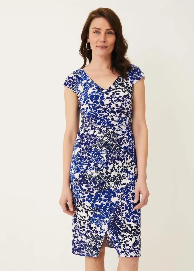 Phase Eight Arielle Contrast Print Jersey Dress Ceruleanalmond Women Dresses