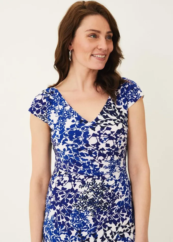 Phase Eight Arielle Contrast Print Jersey Dress Ceruleanalmond Women Dresses