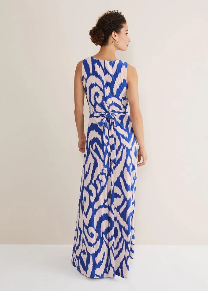 Phase Eight Artemis Jersey Print Maxi Dress Azure Bluecream Women Dresses