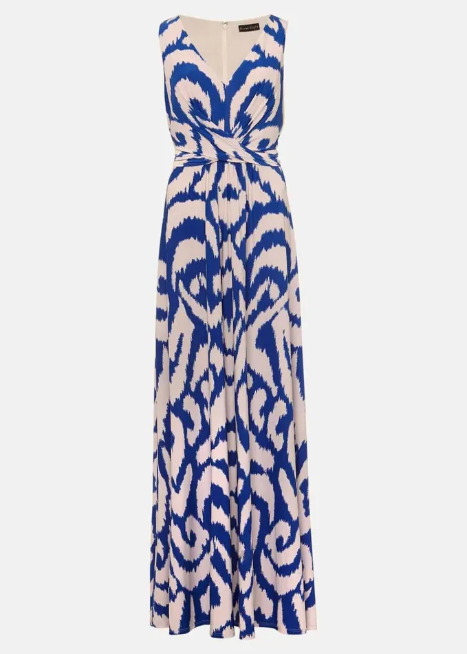Phase Eight Artemis Jersey Print Maxi Dress Azure Bluecream Women Dresses