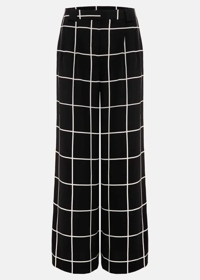Phase Eight Aspen Check Wide Leg Trouser Black Women Trousers