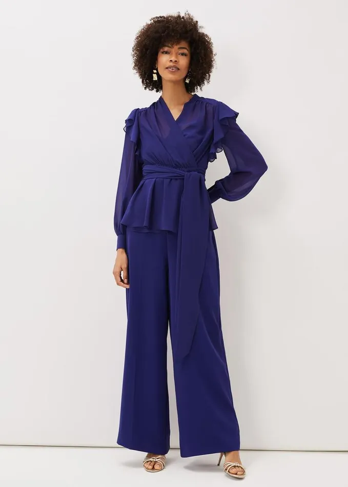 Phase Eight Avril Frill Wrap Co Ord Top Violet Women Tops and TShirts