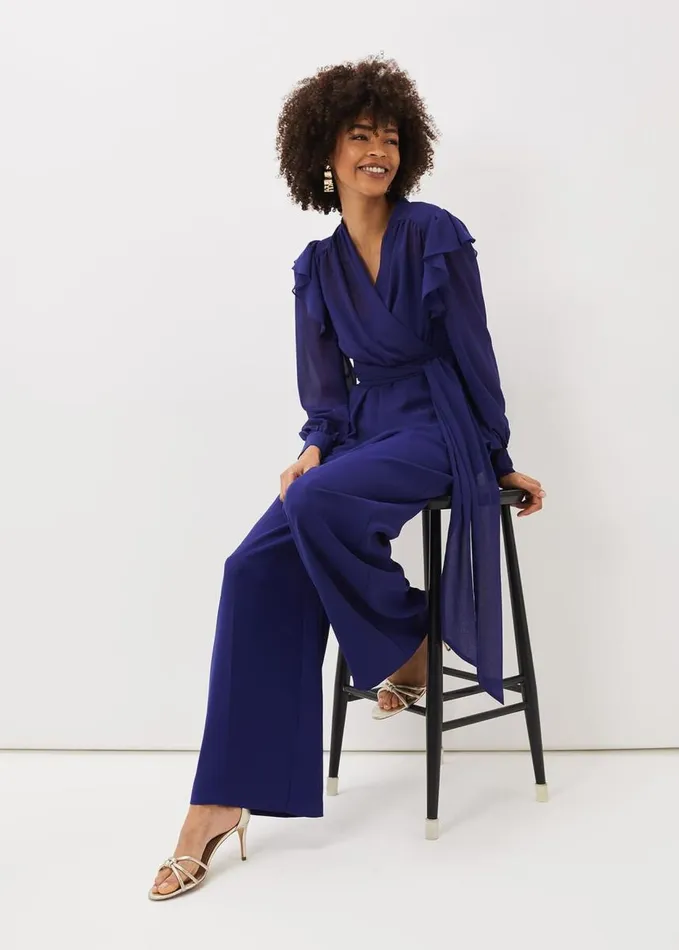 Phase Eight Avril Frill Wrap Co Ord Top Violet Women Tops and TShirts