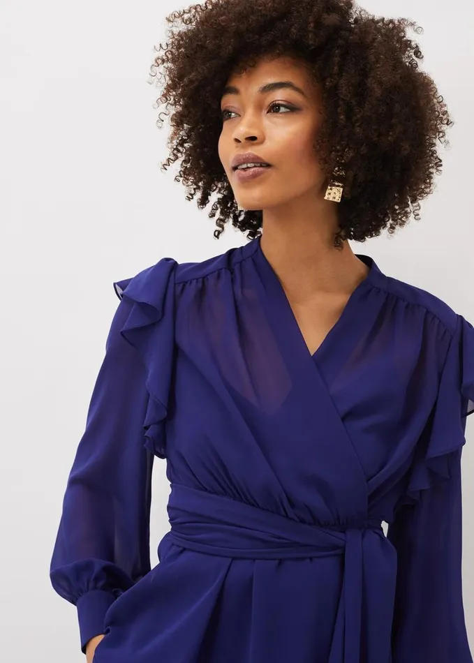 Phase Eight Avril Frill Wrap Co Ord Top Violet Women Tops and TShirts
