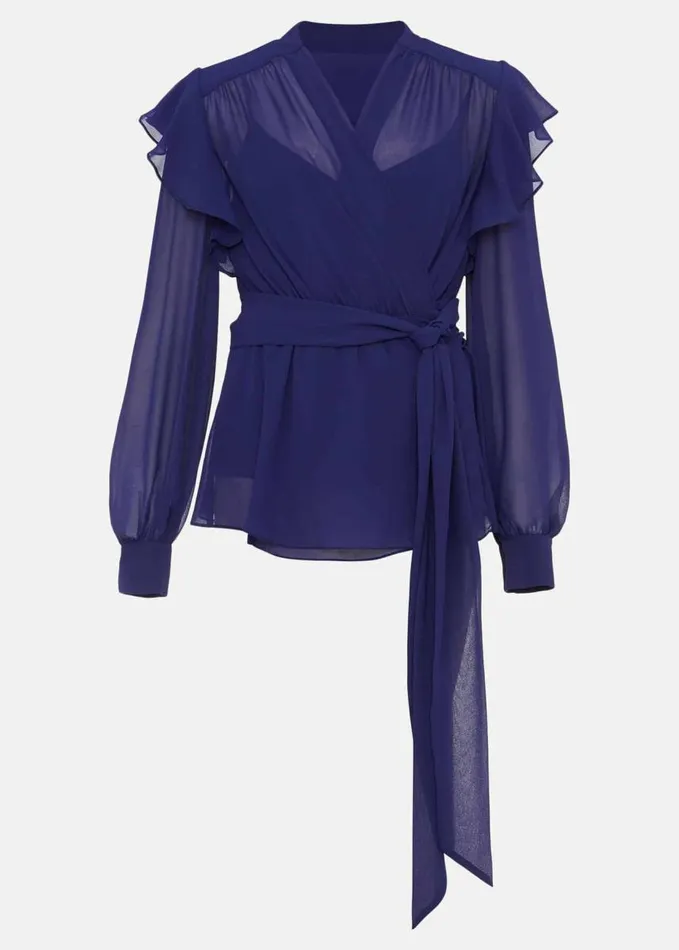 Phase Eight Avril Frill Wrap Co Ord Top Violet Women Tops and TShirts