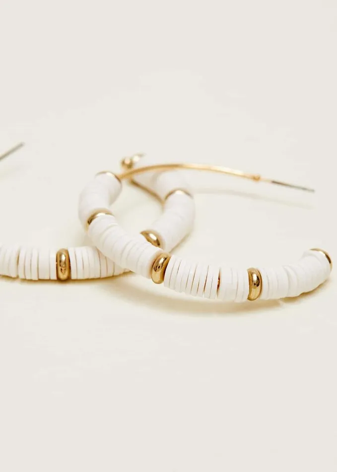 Phase Eight Beaded Hoop Earrings White Women Jewellery