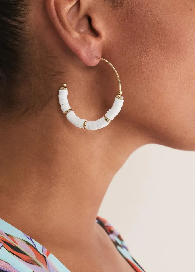 Phase Eight Beaded Hoop Earrings White Women Jewellery