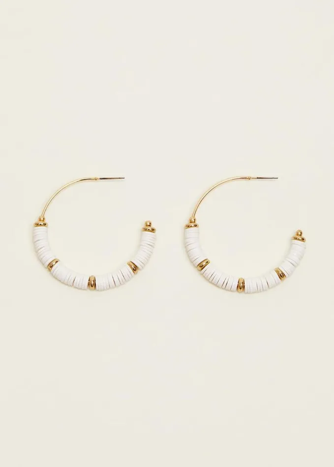 Phase Eight Beaded Hoop Earrings White Women Jewellery