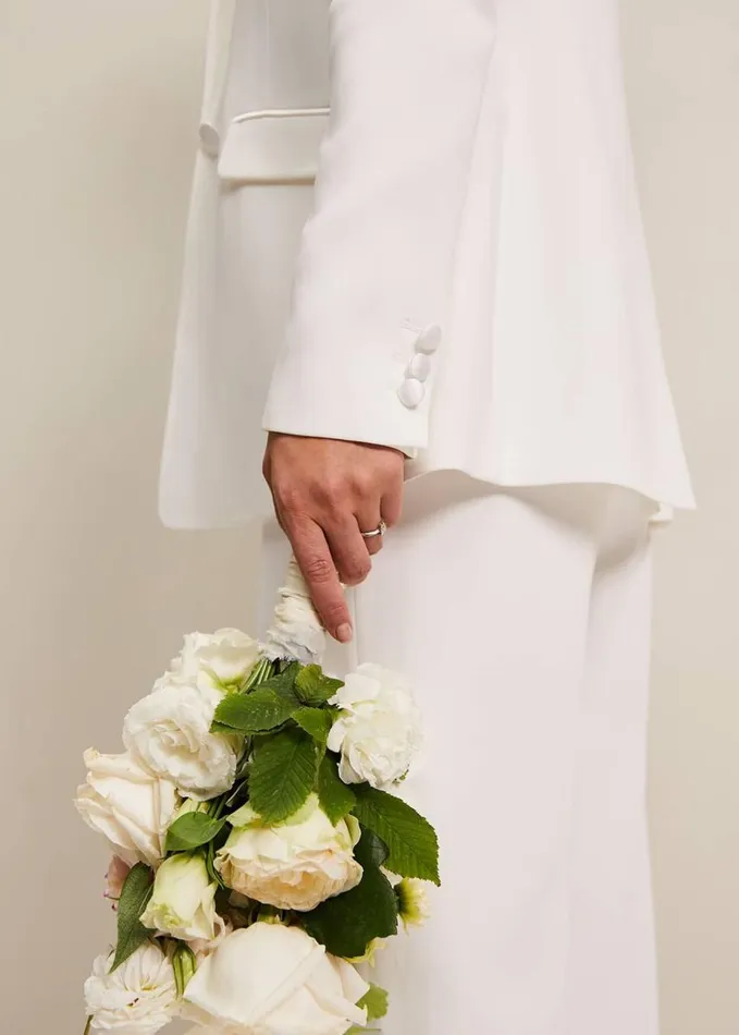 Phase Eight Beatriz White Satin Bridal Blazer Ivory Women Jackets