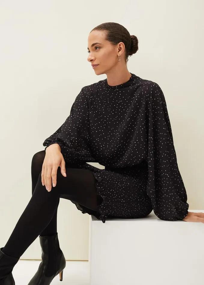 Phase Eight Becca Spot Print Dress Blackivory Women Dresses