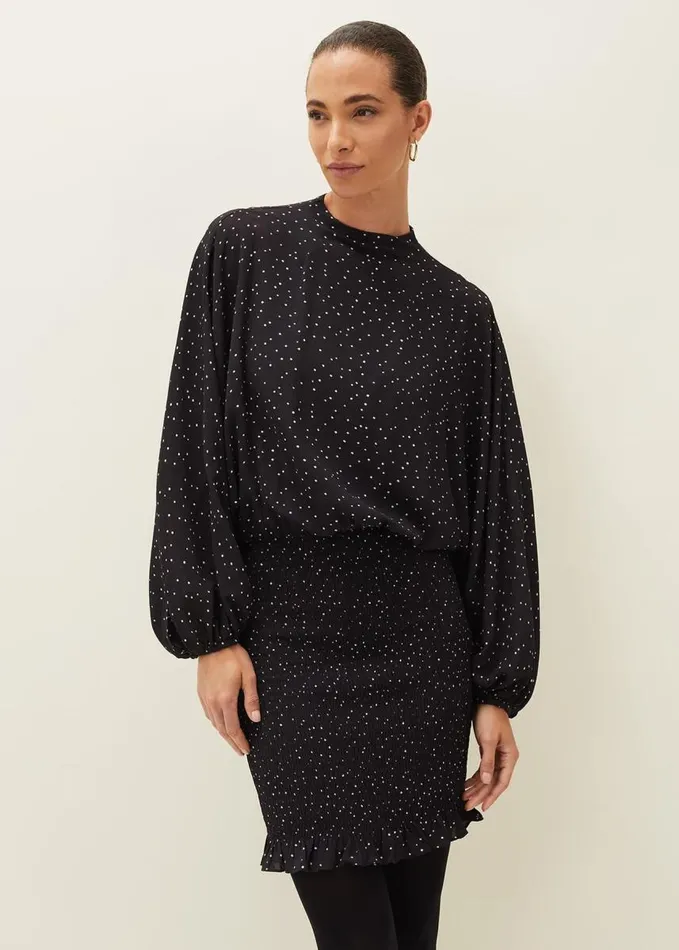 Phase Eight Becca Spot Print Dress Blackivory Women Dresses