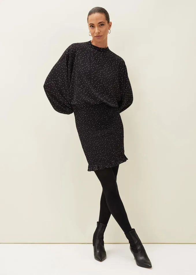 Phase Eight Becca Spot Print Dress Blackivory Women Dresses