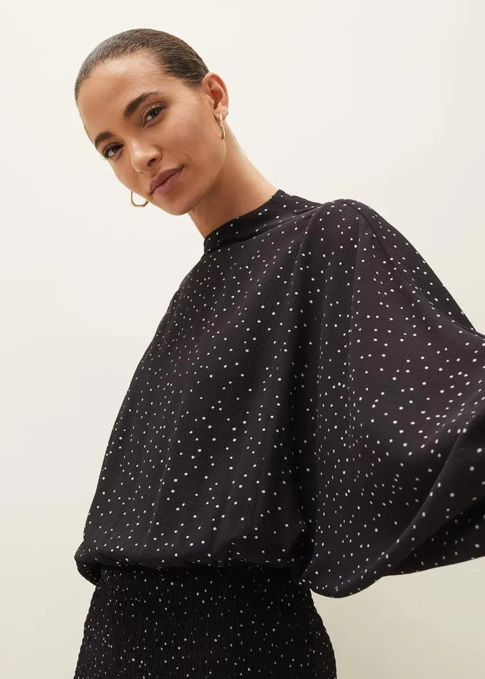 Phase Eight Becca Spot Print Dress Blackivory Women Dresses
