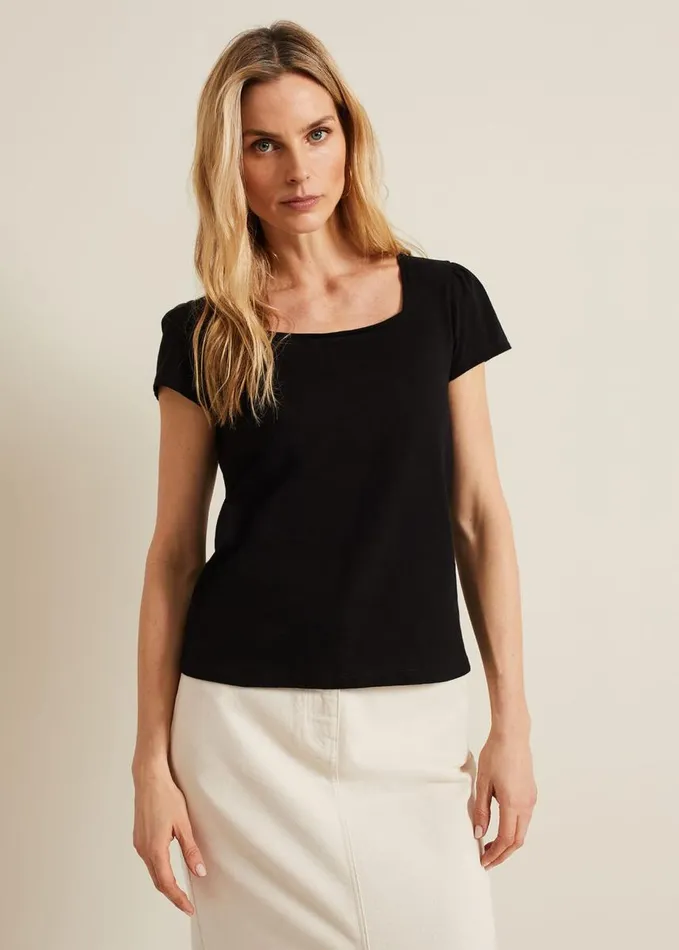Phase Eight Bella Square Neck Top Black Women Tops and TShirts