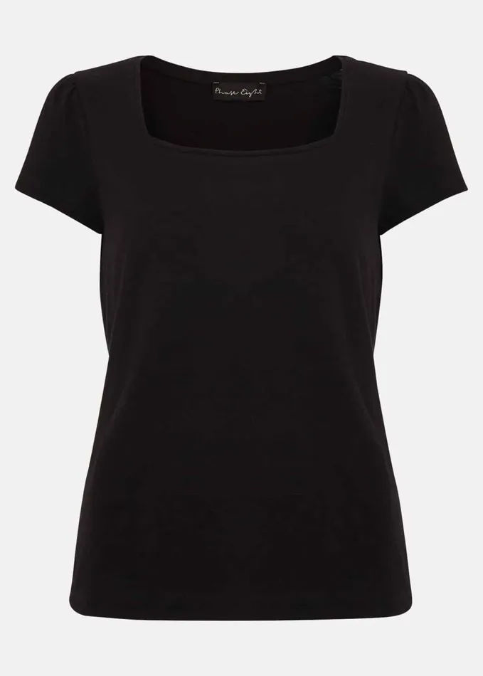 Phase Eight Bella Square Neck Top Black Women Tops and TShirts