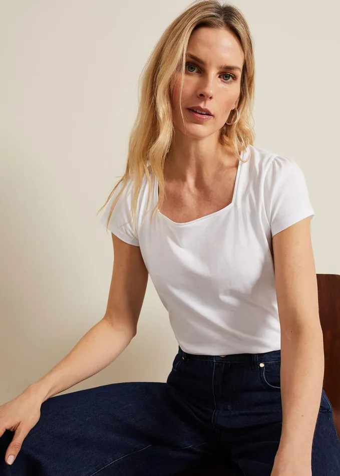 Phase Eight Bella Square Neck Top White Women Tops and TShirts