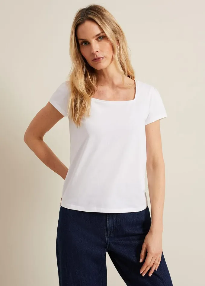 Phase Eight Bella Square Neck Top White Women Tops and TShirts