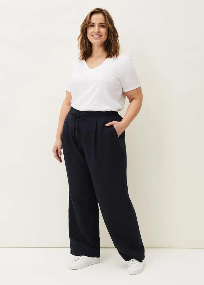 Phase Eight Bethany Linen Trousers Navy Women Trousers