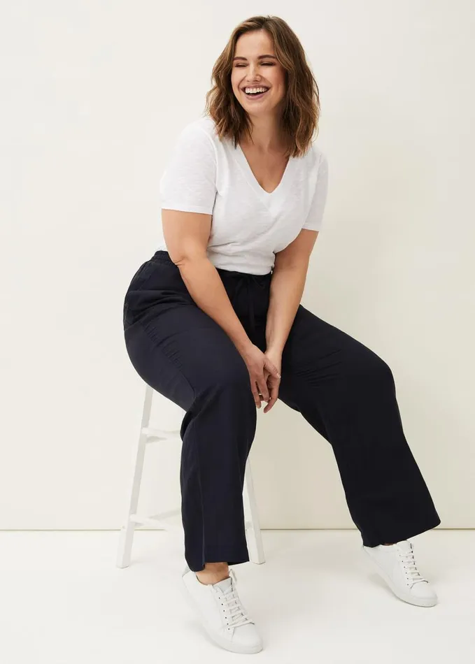 Phase Eight Bethany Linen Trousers Navy Women Trousers