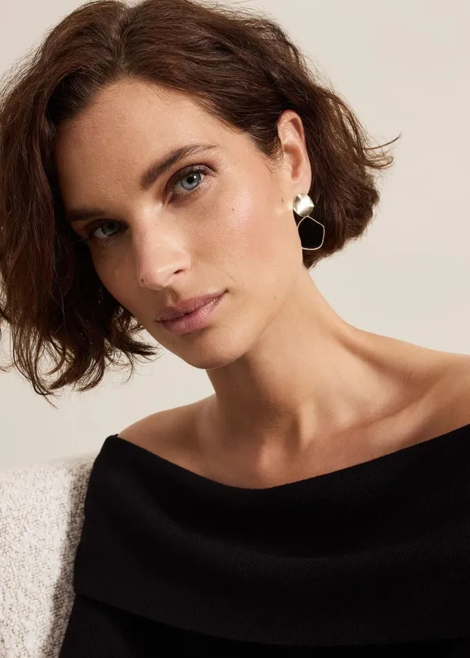 Phase Eight Black Velvet Drop Earrings Black Women Jewellery