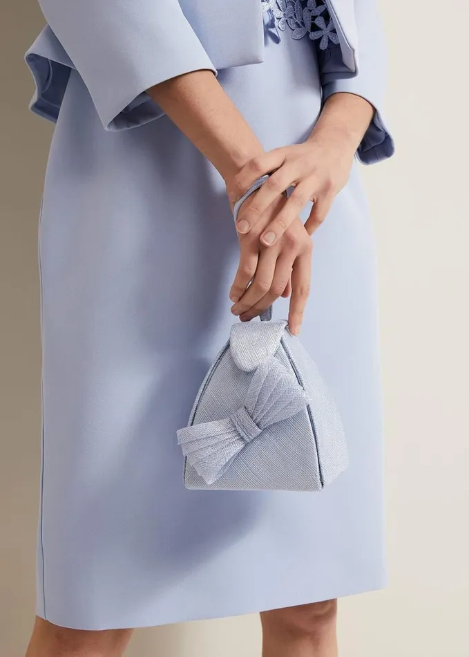 Phase Eight Bow Front Top Handle Bag Pale Blue Women Bags and Clutches