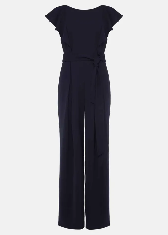 Phase Eight Bridie Frill Bodice Wide Leg Jumpsuit Navy Women Dresses