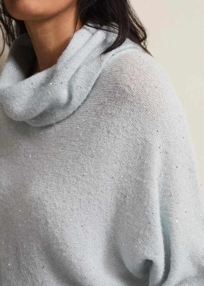 Phase Eight Bronte Sequin Jumper Soft Blue Women Knitwear