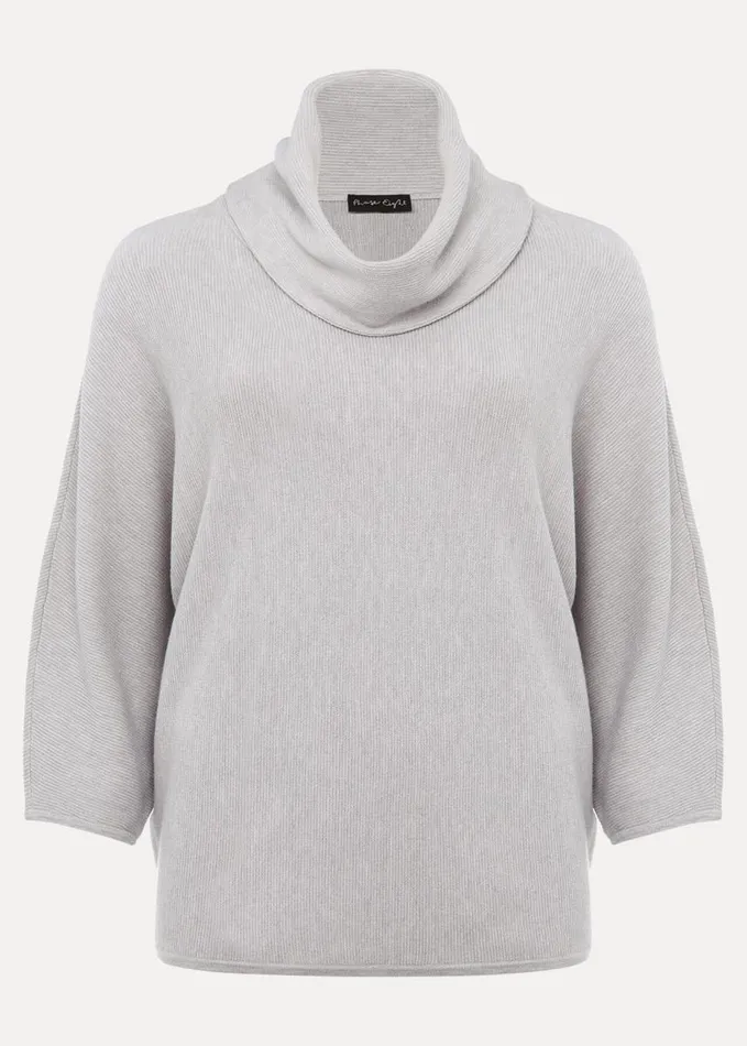 Phase Eight Camillan Cowl Neck Knit Jumper Pale Grey Women Knitwear