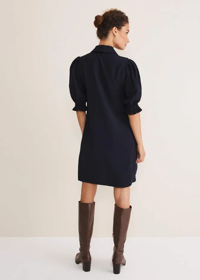 Phase Eight Candice Navy Zip Mini Dress Navy Women Dresses