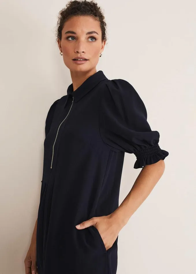 Phase Eight Candice Navy Zip Mini Dress Navy Women Dresses