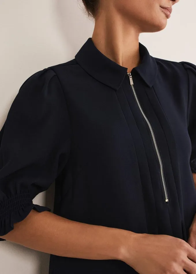 Phase Eight Candice Navy Zip Mini Dress Navy Women Dresses