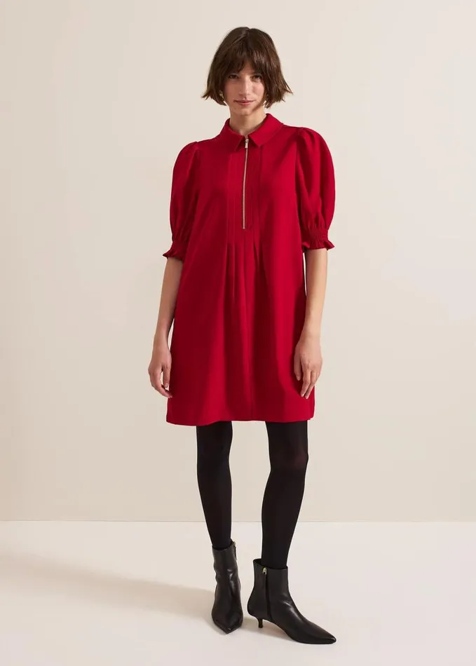 Phase Eight Candice Zip Mini Dress Red Women Dresses