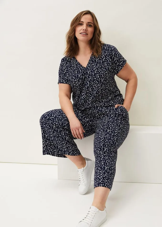 Phase Eight Carin Spot Culotte Trousers Navy Women Trousers