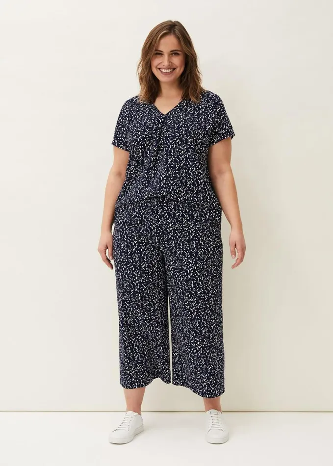 Phase Eight Carin Spot Culotte Trousers Navy Women Trousers