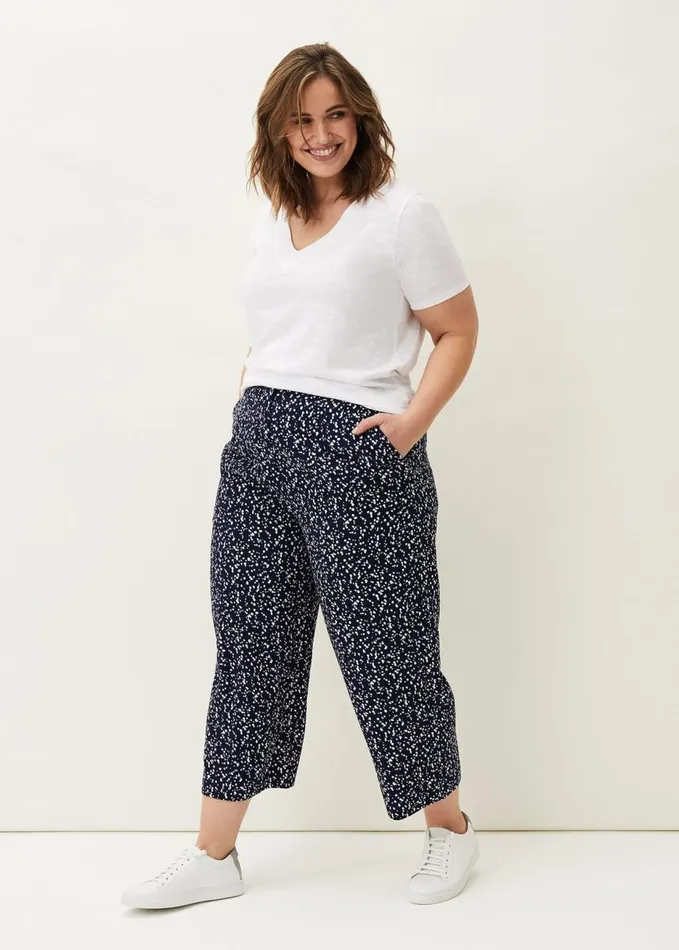 Phase Eight Carin Spot Culotte Trousers Navy Women Trousers