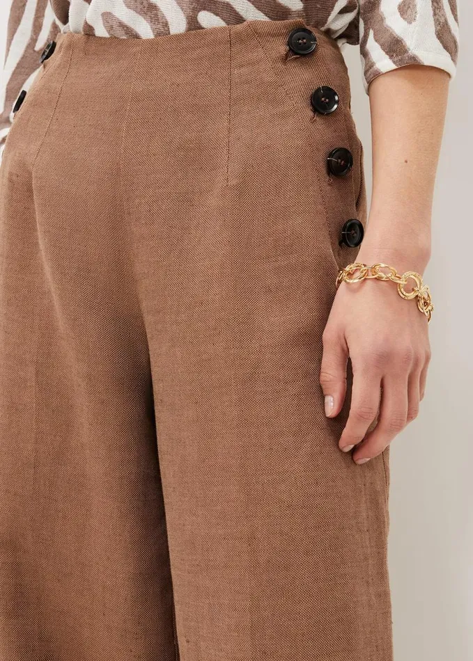Phase Eight Cassandra Linen Wide Leg Trousers Brown Women Trousers