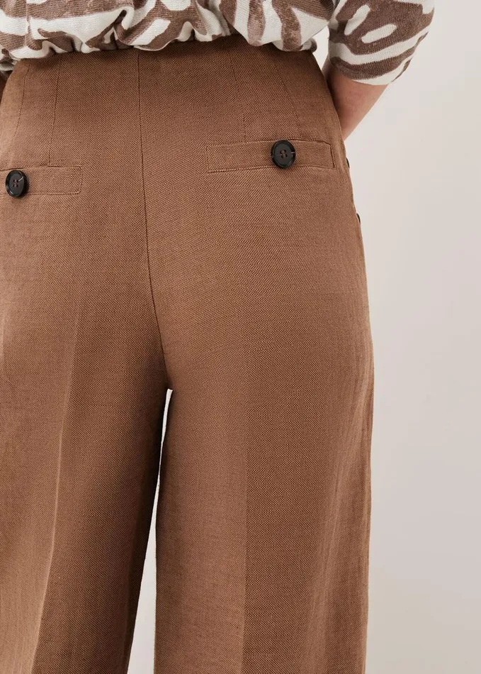 Phase Eight Cassandra Linen Wide Leg Trousers Brown Women Trousers