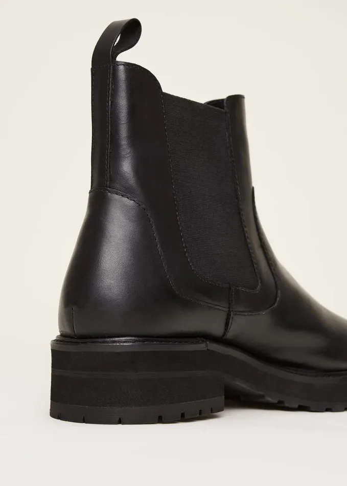 Phase Eight Casual Leather Pull On Ankle Boots Black Women Heels