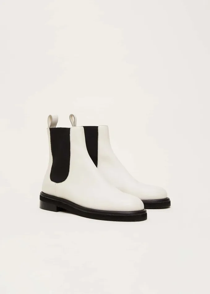 Phase Eight Casual Leather Pull On Ankle Boots Cream Women Boots