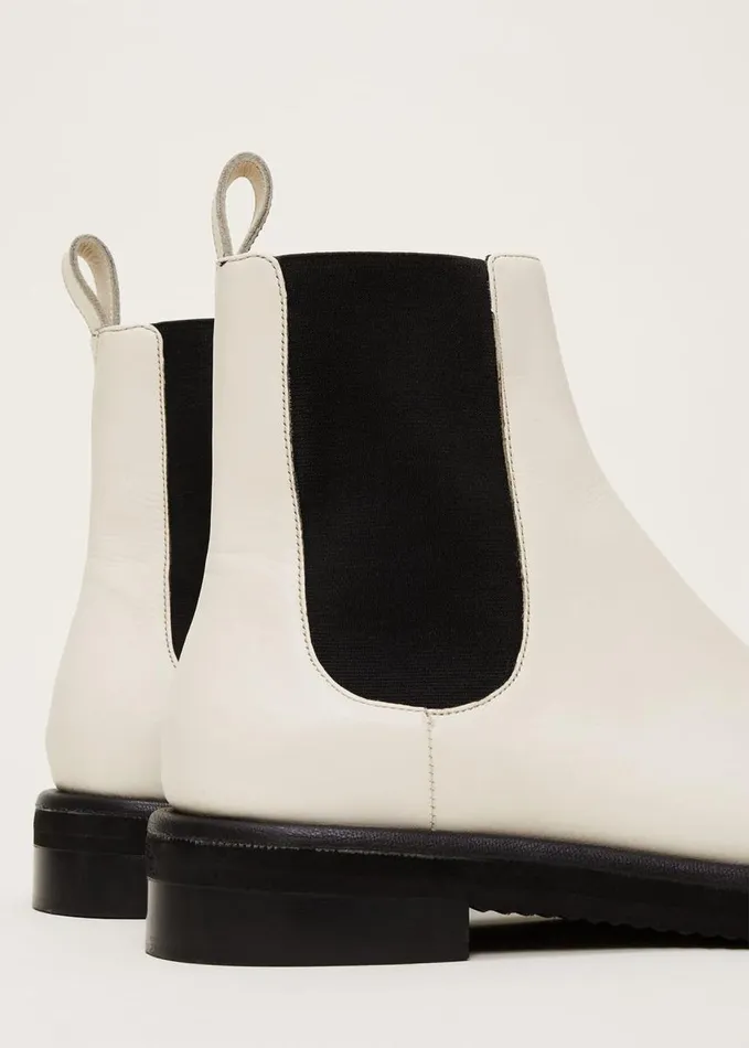 Phase Eight Casual Leather Pull On Ankle Boots Cream Women Boots