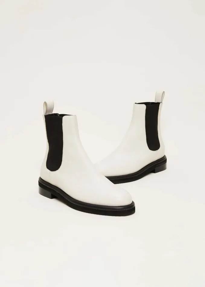 Phase Eight Casual Leather Pull On Ankle Boots Cream Women Boots