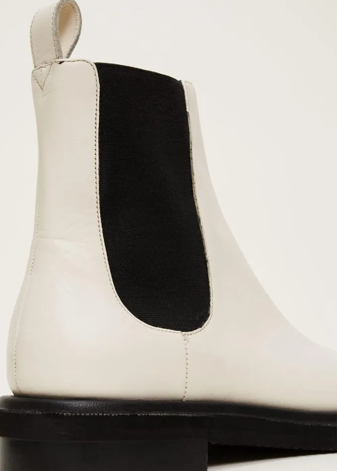 Phase Eight Casual Leather Pull On Ankle Boots Cream Women Boots